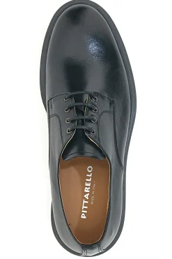 Stringate nere con tomaia liscia in vera pelle PITTARELLO 6851