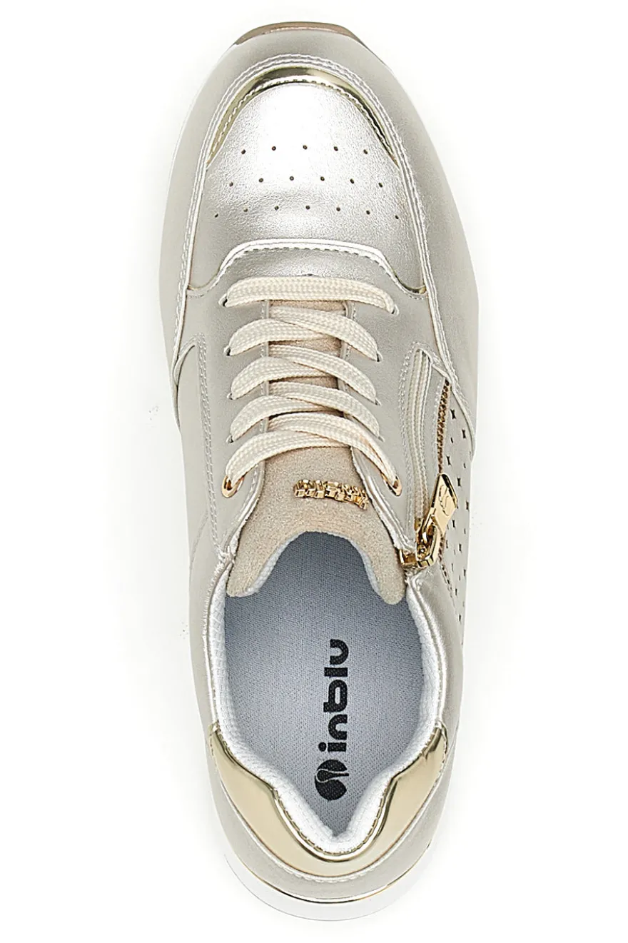 Stringate Platino con Platform e Cerniera Laterale INBLU 434 IN