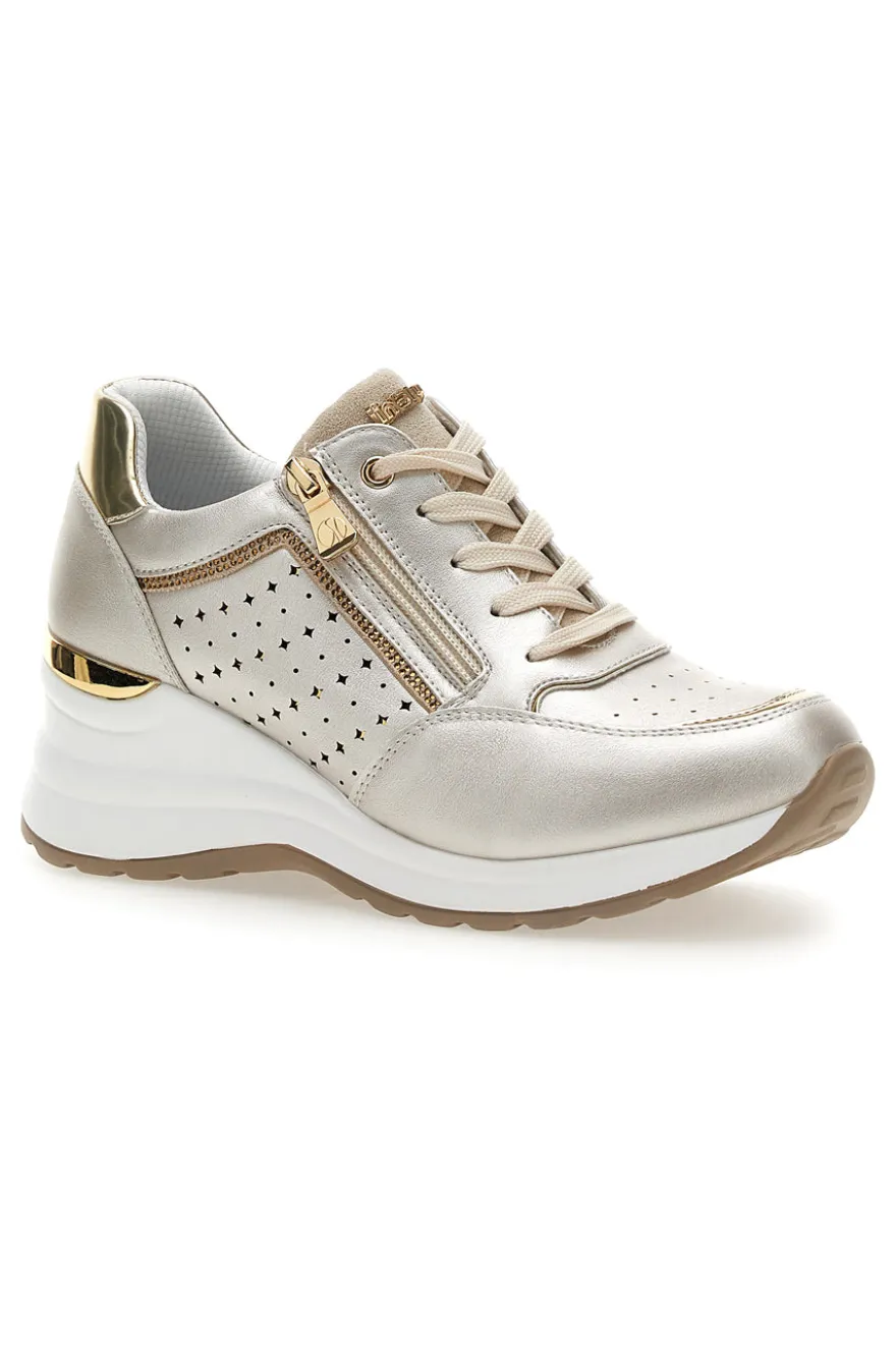 Stringate Platino con Platform e Cerniera Laterale INBLU 434 IN