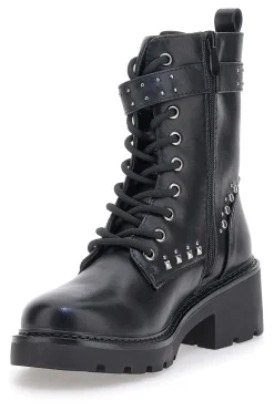 THE FIRST 503 Schwarze Stiefel mit Nieten und Schnalle