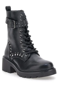 THE FIRST 503 Schwarze Stiefel mit Nieten und Schnalle