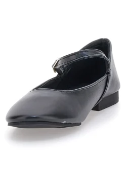 The First IDEA01 Mattschwarze Ballerinas mit Riemen