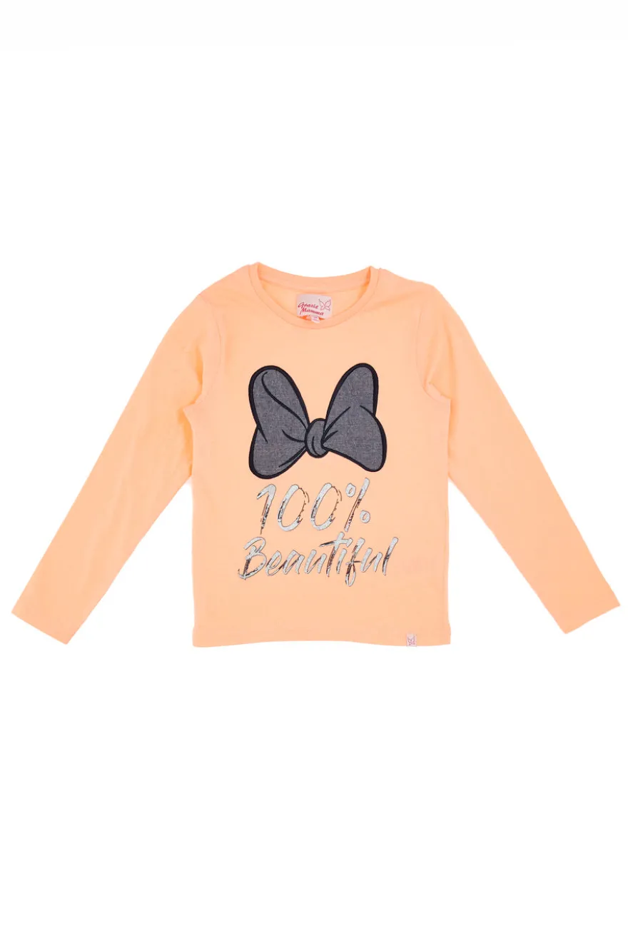 T-Shirt Manica Lunga Grazie Mamma 2071 Salmone