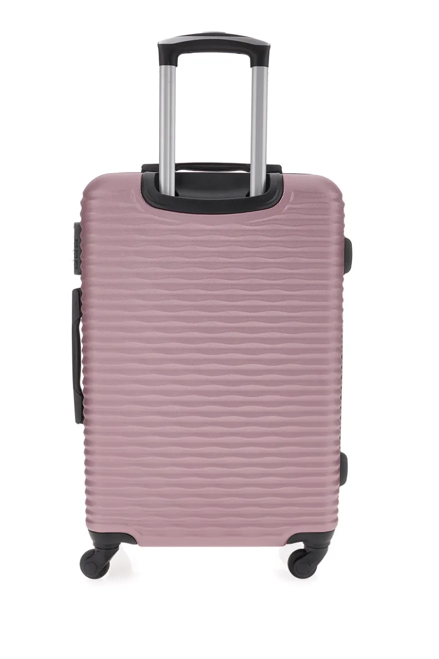 Valigia rigida rosa media con ruote girevoli Prima riga PR166/M
