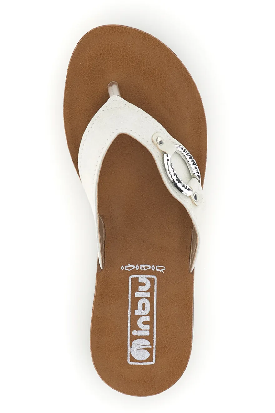 Weiße Flip-Flops mit Schmucksteinbesatz Inblu 19 ZO
