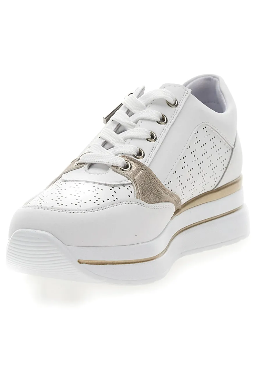 Weiße Schnürschuhe mit seitlichem Reißverschluss MIO TEMPO H216361