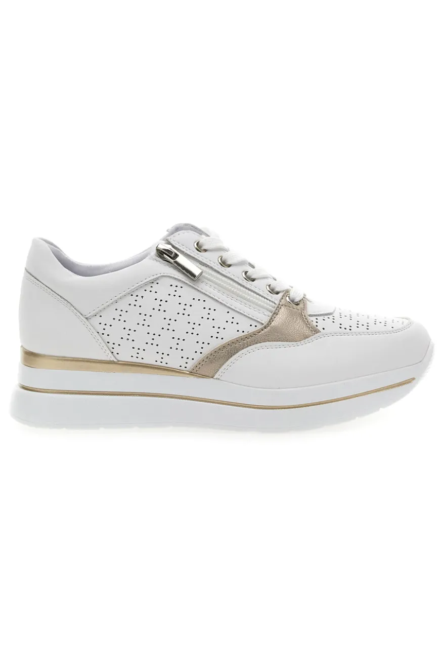 Weiße Schnürschuhe mit seitlichem Reißverschluss MIO TEMPO H216361