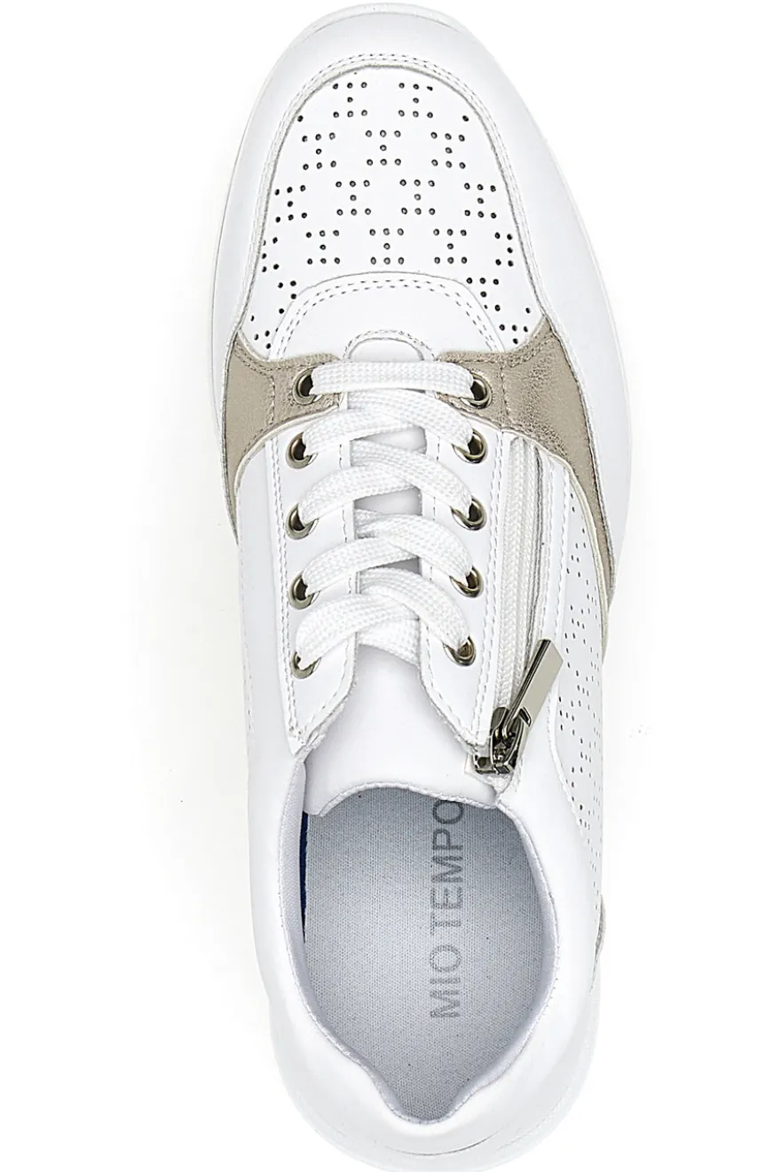 Weiße Schnürschuhe mit seitlichem Reißverschluss MIO TEMPO H216361