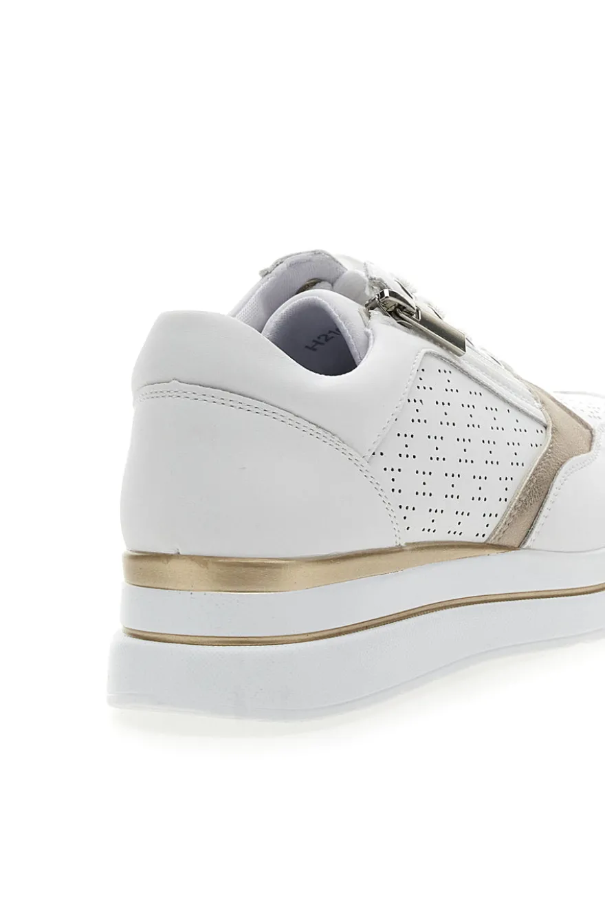 Weiße Schnürschuhe mit seitlichem Reißverschluss MIO TEMPO H216361