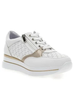 Weiße Schnürschuhe mit seitlichem Reißverschluss MIO TEMPO H216361