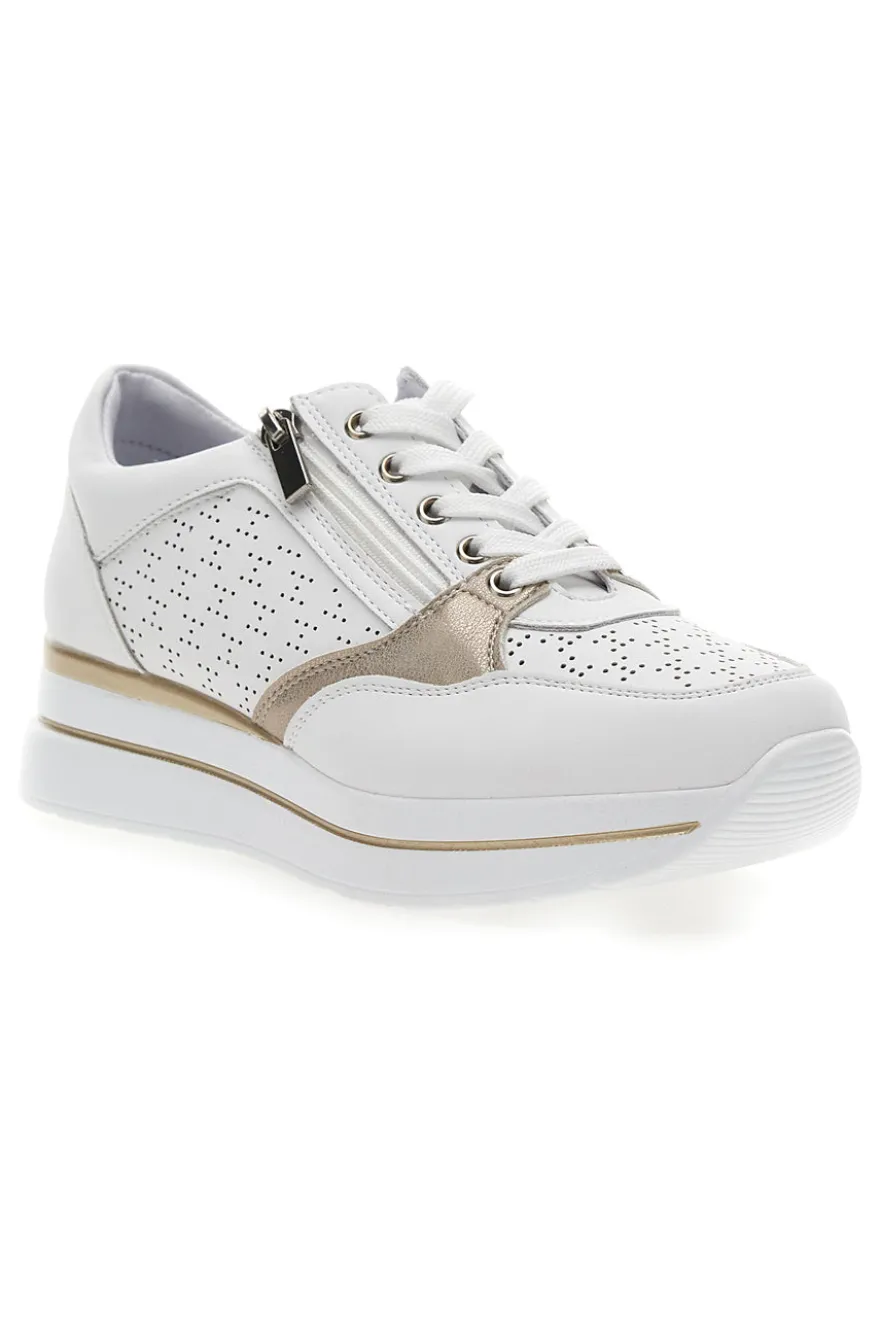 Weiße Schnürschuhe mit seitlichem Reißverschluss MIO TEMPO H216361