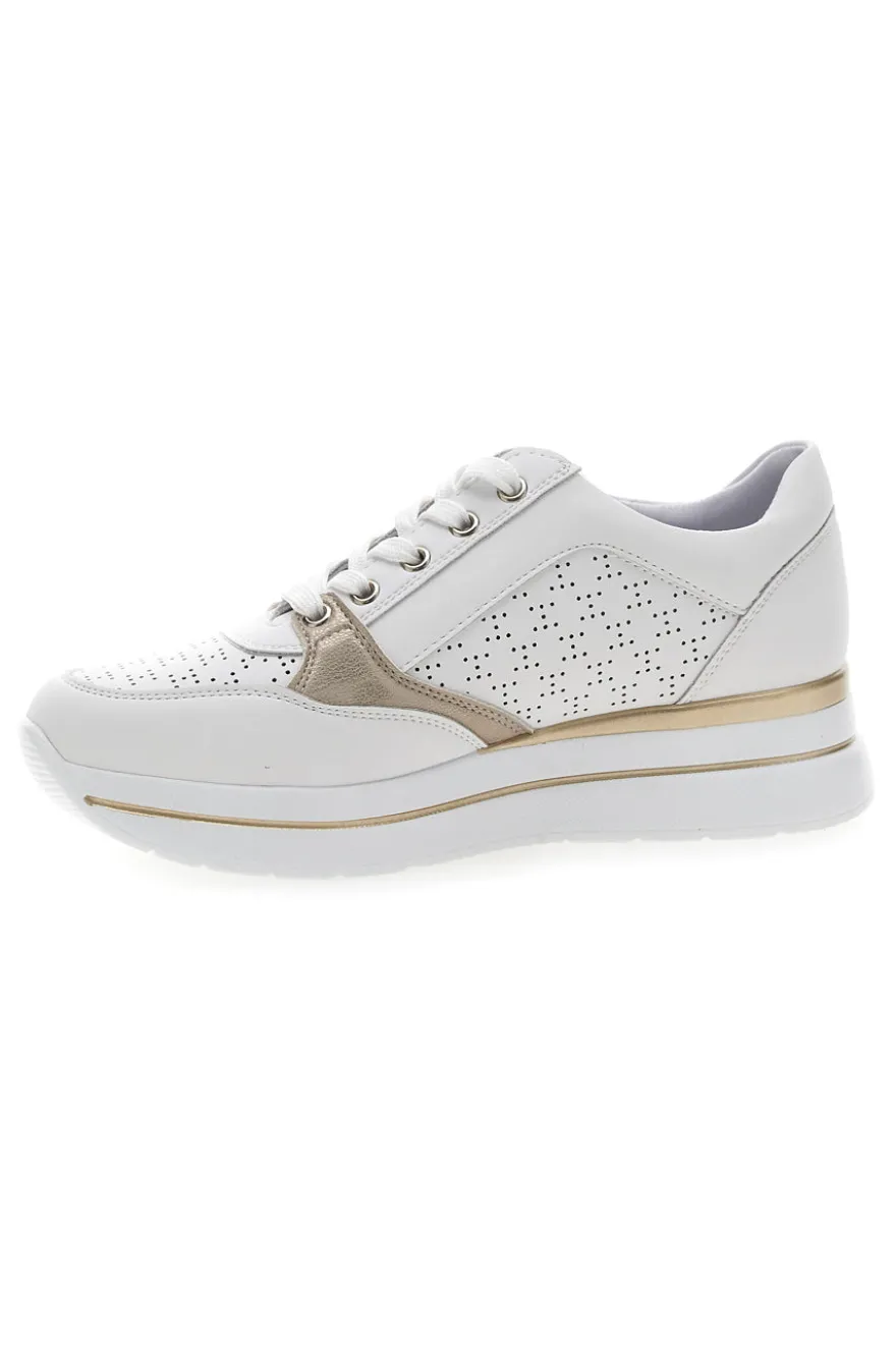 Weiße Schnürschuhe mit seitlichem Reißverschluss MIO TEMPO H216361