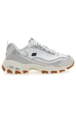 Weiße Schuhe mit schillernden Einsätzen und Memory Foam Skechers D'Lites Dazzling Shine