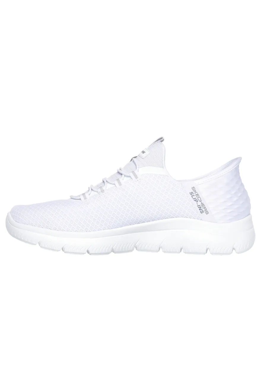 Weiße Slip-on-Sneaker aus Mesh mit Air Cooled Memory Foam, Skechers Summits High Range