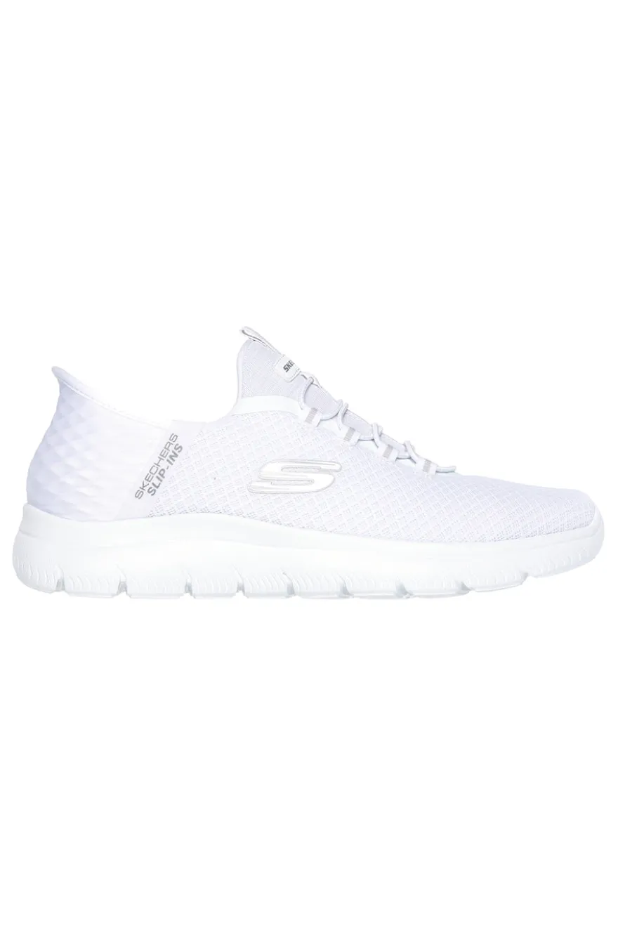 Weiße Slip-on-Sneaker aus Mesh mit Air Cooled Memory Foam, Skechers Summits High Range