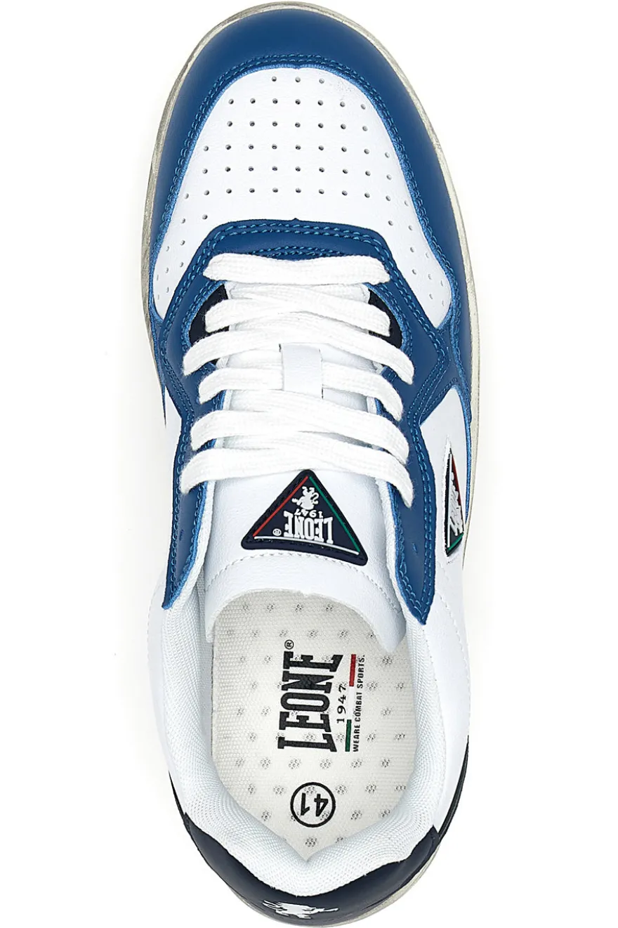 Weiße und blaue Sneakers mit Vintage-Sohle Leone 44