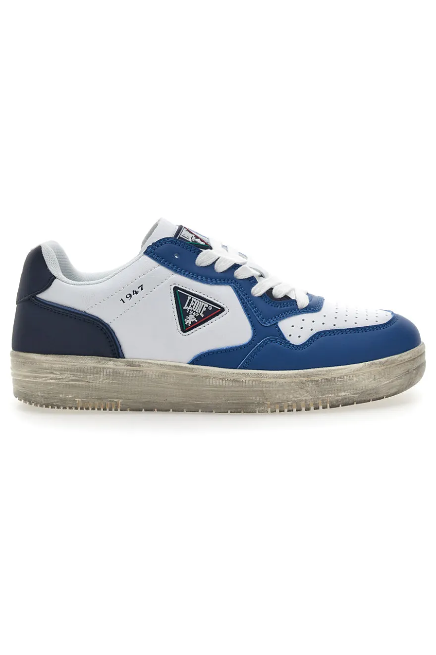 Weiße und blaue Sneakers mit Vintage-Sohle Leone 44