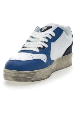 Weiße und blaue Sneakers mit Vintage-Sohle Leone 44